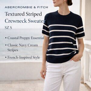Abercrombie & Fitch Sweater Top Textured Wool Blend Striped Crewneck Preppy SZS